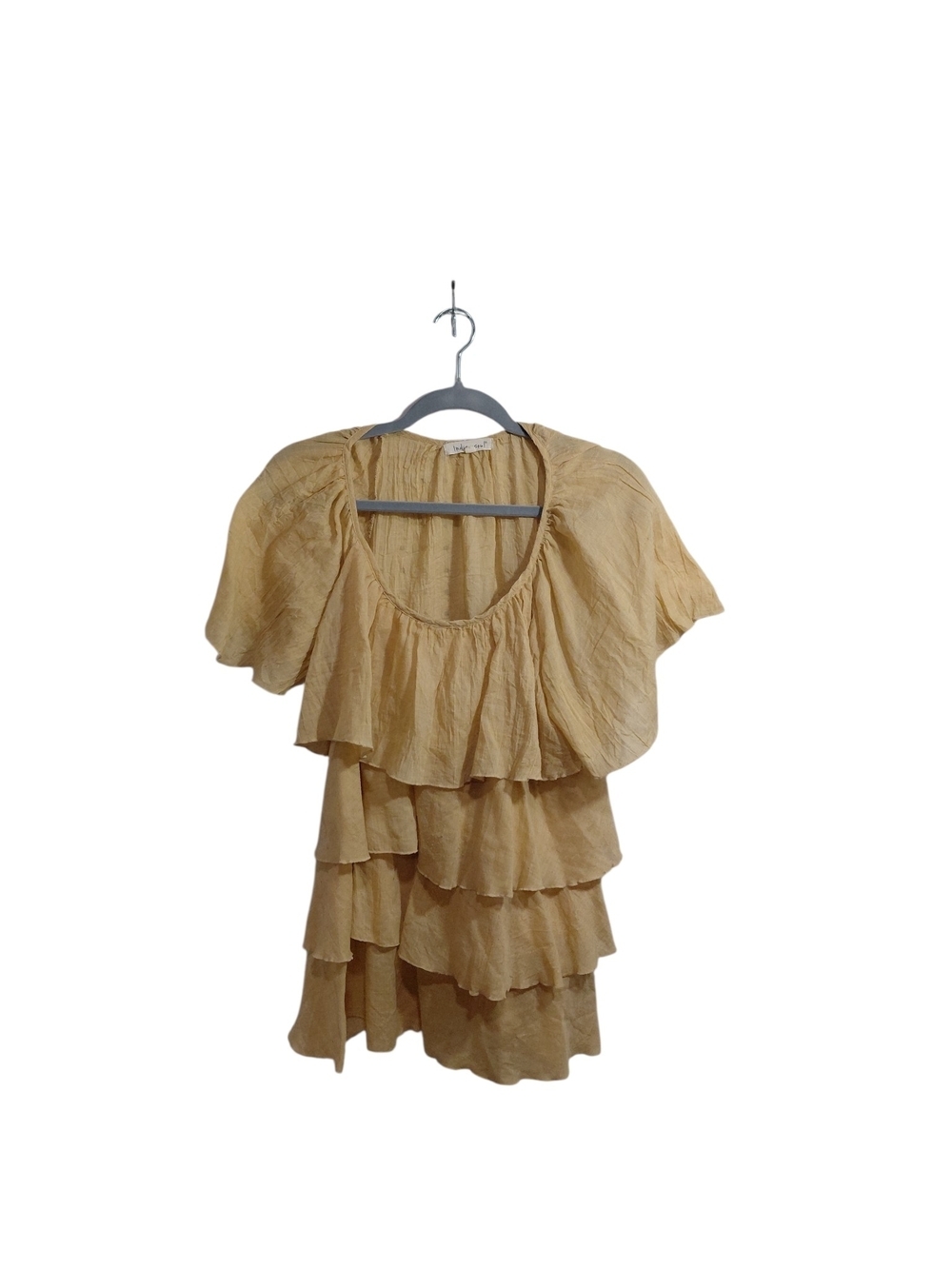 indigo soul Pale Yellow Gauze Peasant Top